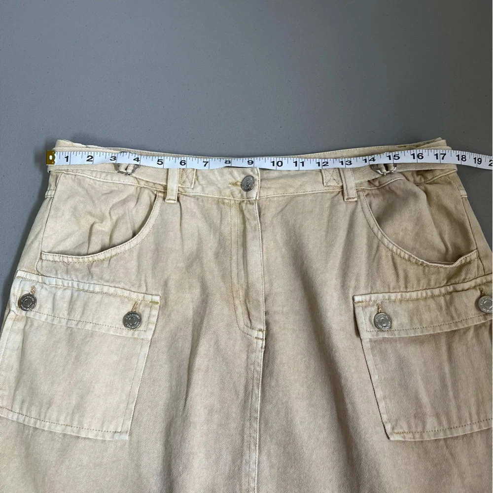 Steve Madden Cargo Mini Skirt Large Tan Utility Gorpcore Streetwear Denim